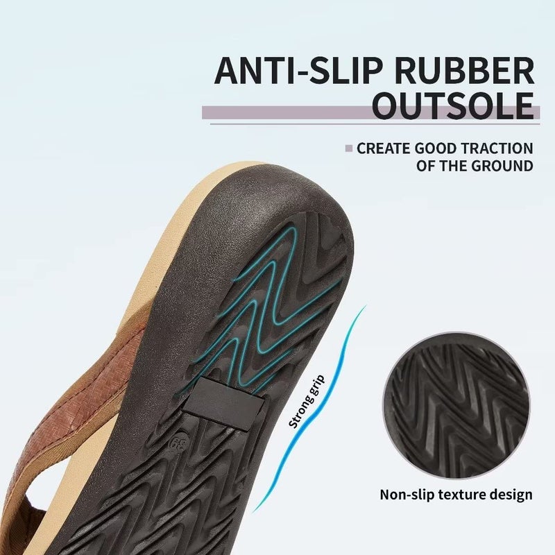 MEGNYA Diabetic Supportive Flip Flops for Women, Best Orthotic Sandals for Flat Feet/High Arch, Athletic Thong Style Sandals for Outdoor Activities Coffee Size 9 - Image 5